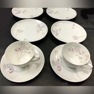 Vintage Leila by Toscport Czechoslovakia Fine China  Decor Plate  Sauce 8ct Set